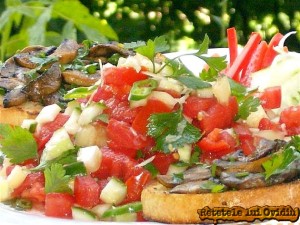 Bruschette cu ciuperci si salata salsa